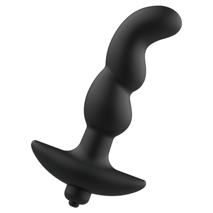Masajeador anal con vibración negro de ADDICTED TOYS, diseño ergonómico y control de vibración para placer y estimulación.