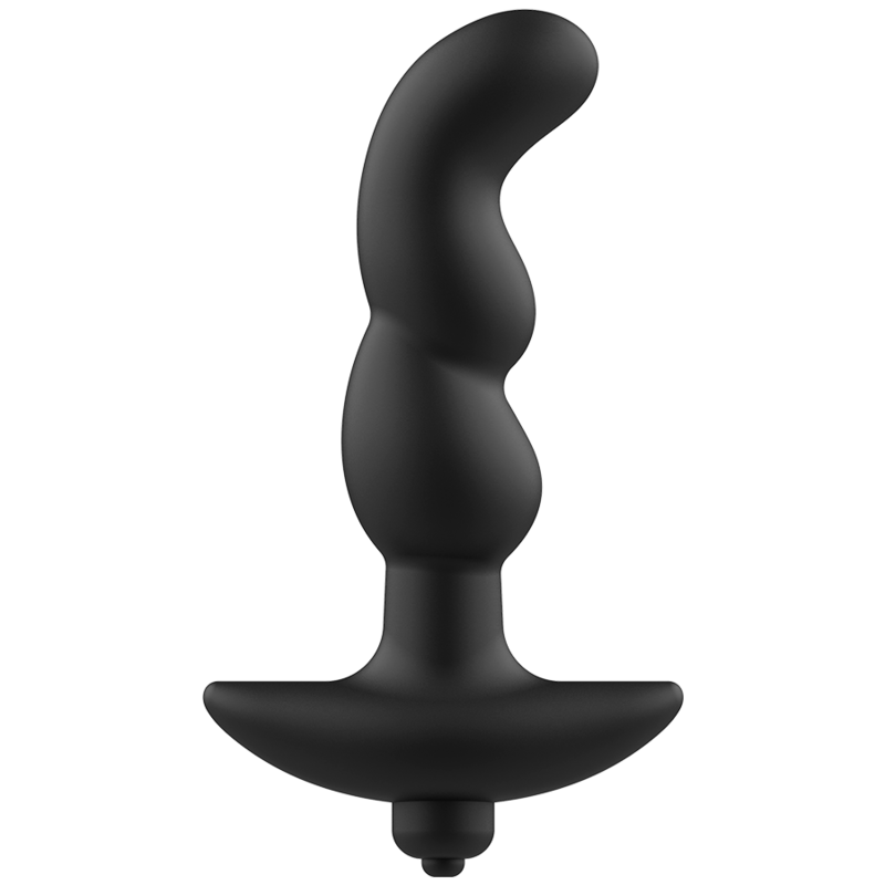 Masajeador anal con vibración negro de la marca ADDICTED TOYS, modelo 2, con diseño ergonómico y control de intensidad.