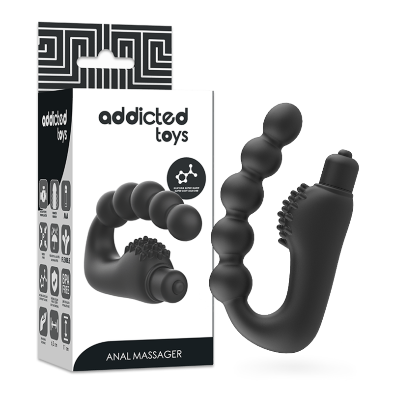 Masajeador anal prostático con vibración de la marca ADDICTED TOYS, diseño ergonómico y fácil de usar para placer anal.