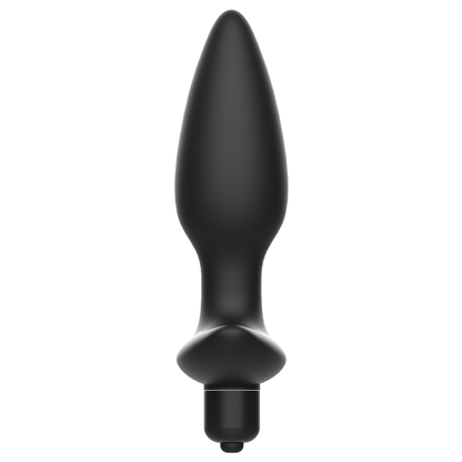 Masajeador plug anal con vibración de color negro de la marca ADDICTED TOYS, diseñado para placer y estimulación anal.