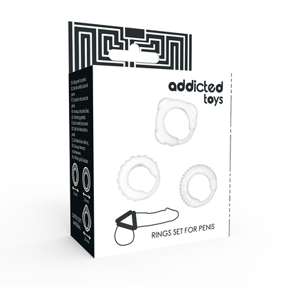 Conjunto de 3 anillos pene transparentes de la marca ADDICTED TOYS, accesorios de placer para adultos.
