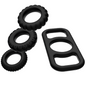 Cuatro anillos de silicona para el pene de la marca ADDICTED TOYS, diseño ajustable y seguro para uso íntimo masculino.
