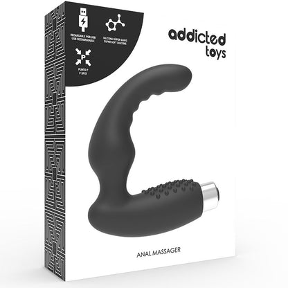 Vibrador prostático recargable ADDICTED TOYS Modelo 2 en color negro, diseño ergonómico y funcional para placer masculino.