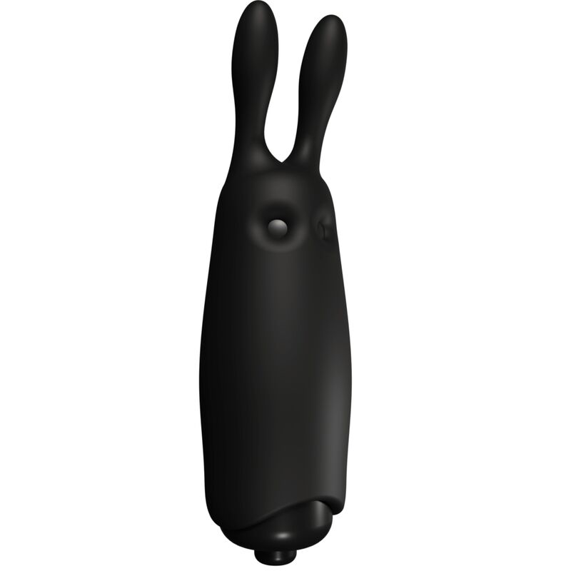 Vibrador de bolsillo ADRIEN LASTIC Lastic Pocket con diseño de conejo negro, compacto y discreto para uso personal.