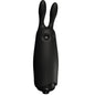 Vibrador de bolsillo ADRIEN LASTIC Lastic Pocket con diseño de conejo negro, compacto y discreto para uso personal.