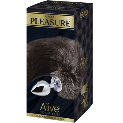 Plug anal de placer en metal con cola de zorro, tamaño M, de la marca ALIVE, con acabado brillante y diseño detallado.