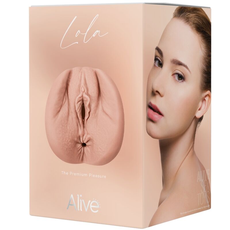 Masturbador doble para hombres ALIVE Lola con detalles realistas de vagina y ano, hecho de material natural y suave.