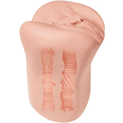 Masturbador doble para hombres de la marca ALIVE, con detalles realistas de vagina y ano, textura natural y superficie suave.