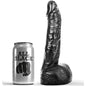 Dildo fisting negro de 20 cm de la marca ALL BLACK, con textura lisa y diseño realista para uso erótico.