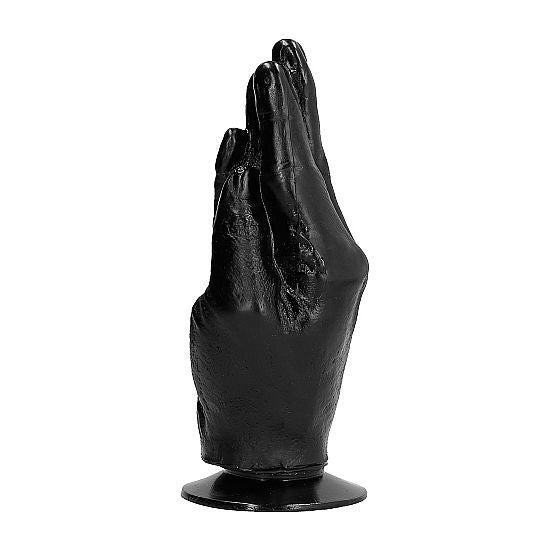 Dildo de color negro de 21 cm de la marca ALL BLACK, diseñado para fisting, con forma realista y tamaño amplio.