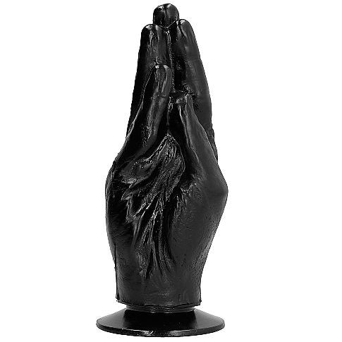 Dildo de fisting negro de 21 cm de la marca ALL BLACK, con forma realista y superficie lisa para uso íntimo.