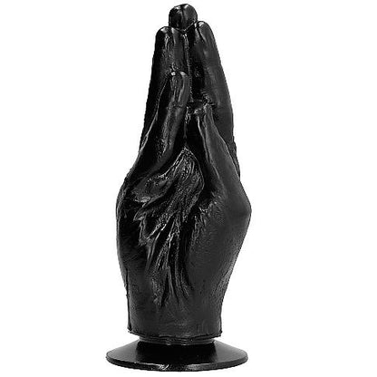 Dildo de fisting negro de 21 cm de la marca ALL BLACK, con forma realista y superficie lisa para uso íntimo.