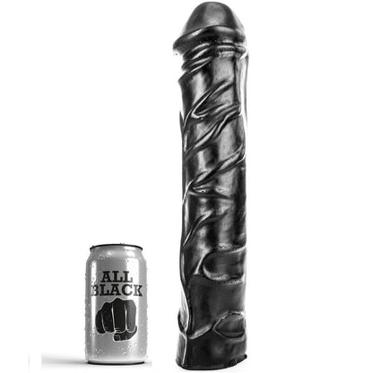 All Black giant dildo, 32 cm, soft texture designed for fisting, showcasing realistic details and ergonomic shape.