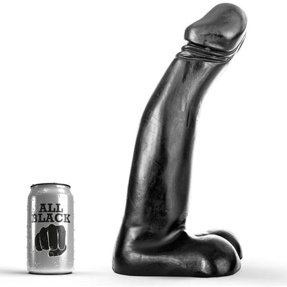 Realistic black dildo for fisting by ALL BLACK, measuring 29 cm, showcasing detailed texture and lifelike design.