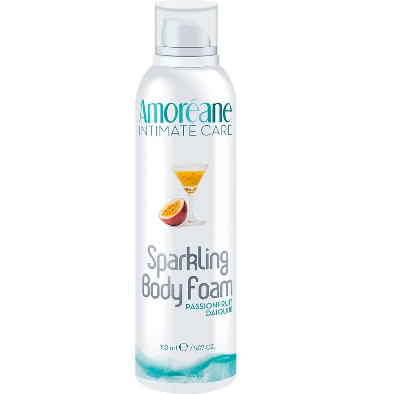 Espuma corporal masajeadora AMOREANE Daiquiri Maracuyá en frasco de 150 ml, con textura ligera y aroma frutal