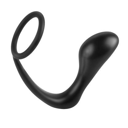 Black Anal Fantasy Ass-Gasm penis ring with textured design, enhancing pleasure and performance for intimate experiences.