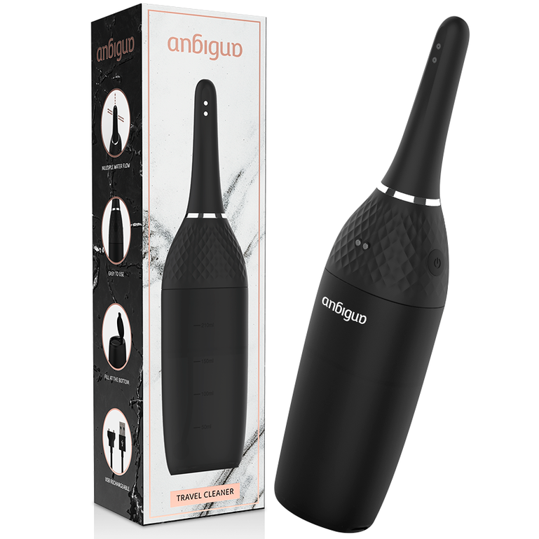 Limpiador anal automático ANBIGUO, con control de 5 intensidades, diseño compacto y funcional para higiene personal.