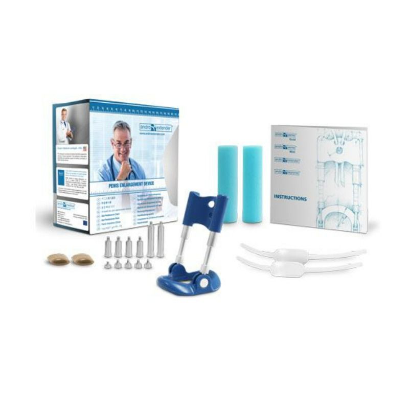 ANDROEXTENDER penis extender by ANDRO MEDICAL, showcasing the device's adjustable straps and ergonomic design.