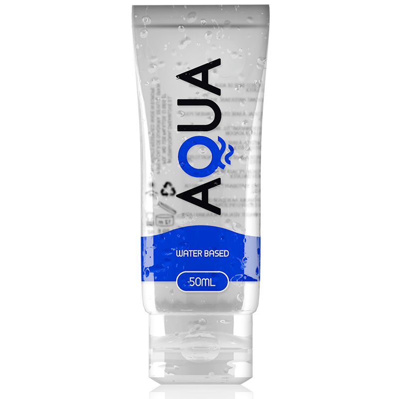 Lubricante base de agua AQUA QUALITY de 50 ml, con botella y etiqueta visible, ideal para uso personal.