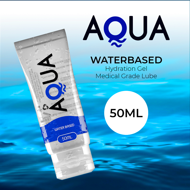 Lubricante base de agua AQUA QUALITY en botella de 50 ml, ideal para uso personal y cómodo.