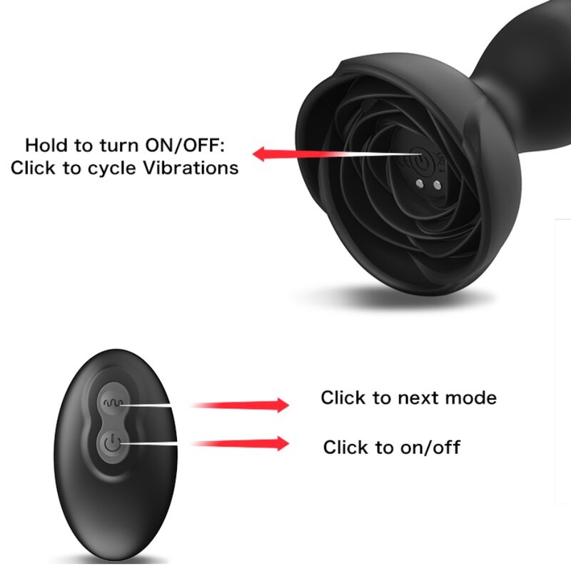 Vibrador rosa y plug anal negro ARMONY - EXTREME A BLOOM con control remoto, diseño elegante y funcional.