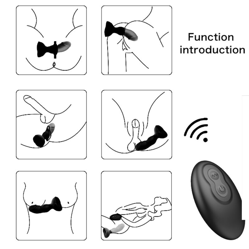 Vibrador y plug anal ARMONY Extreme A Bloom rosa con control remoto en color negro, diseñado para placer y estimulación anal.