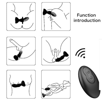 Vibrador y plug anal ARMONY Extreme A Bloom rosa con control remoto en color negro, diseñado para placer y estimulación anal.