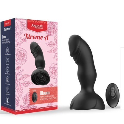 Vibrador y plug anal ARMONY Extreme A Bloom rosa con control remoto en color negro, diseñado para placer y exploración.