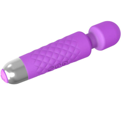 Mini masajeador y vibrador ARMONY MASSAGERS en color violeta, compacto y portátil para masajes relajantes.
