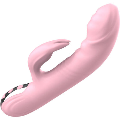 Vibrador de dedo ARMONY Rabbit efecto calor rosa, con diseño ergonómico y textura suave para placer íntimo.