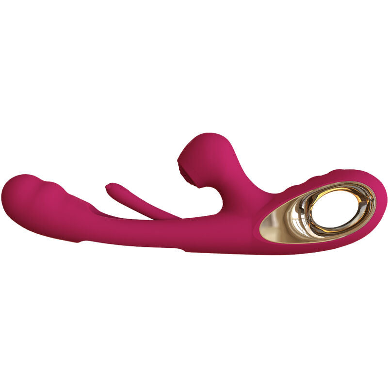 Vibrador y estimulador ARMONY Impact Swing Dual en color burdeos, con diseño ergonómico y funciones ajustables.