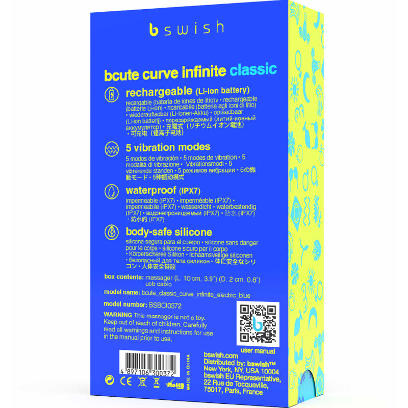 B SWISH - BCUTE CORB INFINIT CLASSIC VIBRADOR RECARREGABLE SILICONA BLAU