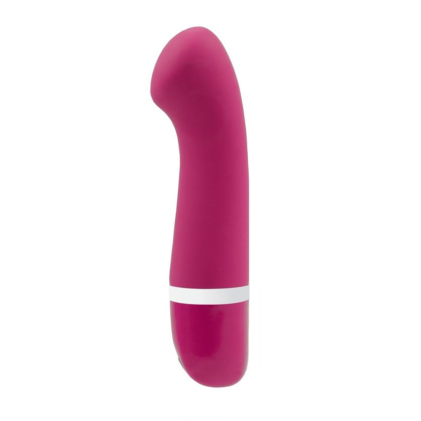 B SWISH Bdesired Deluxe Curve Rosa, a sleek, pink curved vibrator with ergonomic design and textured surface.