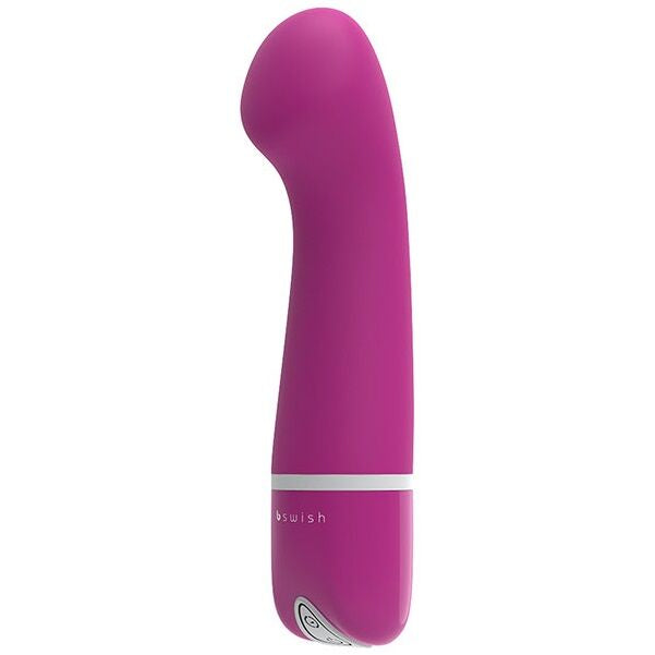 B SWISH Bdesired Deluxe Curve Rosa, a sleek, pink curved vibrator with a smooth finish and ergonomic design.