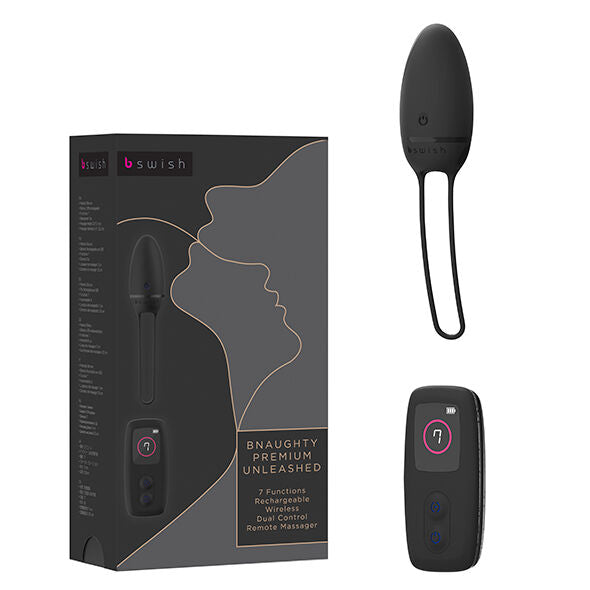 B SWISH BNAUGHTY PREMIUM UNLEASHED in black, showcasing a sleek design and curved shape for enhanced pleasure.