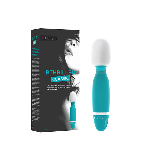 Varita vibradora clásica B SWISH BTHRILLED en color jade con diseño ergonómico y superficie suave para placer.