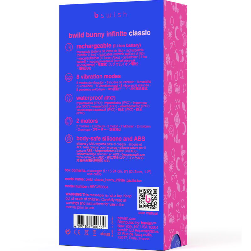 B SWISH - BWILD BUNNY INFINITE CLASSIC VIBRADOR RECARREGABLE SILICONA BLAU