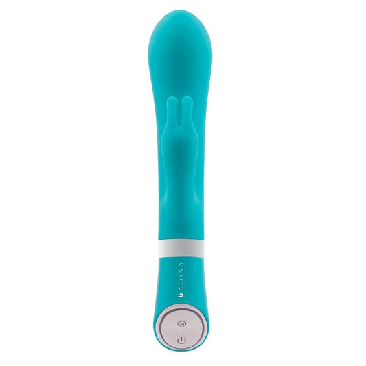 B SWISH Bwild Deluxe Bunny Rabbit Vibrator in jade with ears and curved body for targeted stimulation.