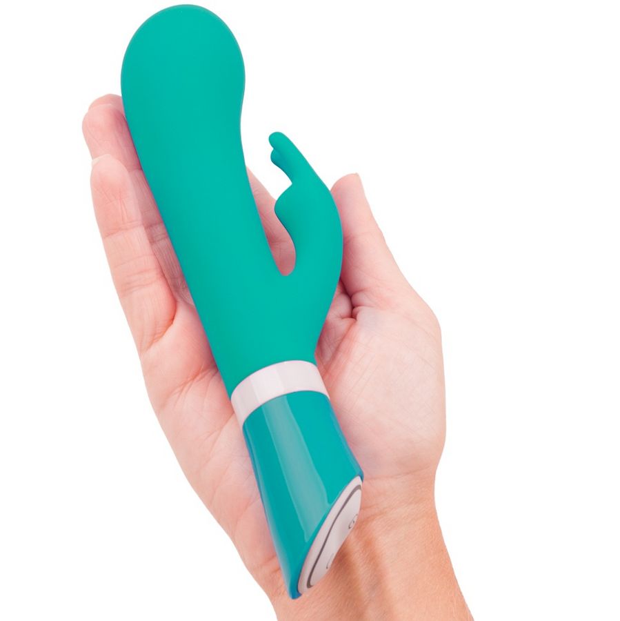 B SWISH BWILD Deluxe Bunny Rabbit Vibrator in jade color, featuring soft silicone ears and a compact design.
