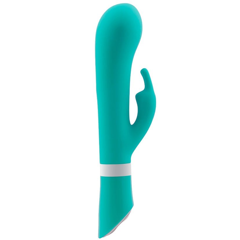 B SWISH Bwild Deluxe Bunny Rabbit Vibrator in jade color, featuring ears and a smooth, contoured design.