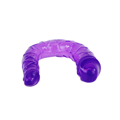 Dildo doble en gelatina flexible de color lila de la marca BAILE ANAL, diseñado para placer íntimo y flexible.