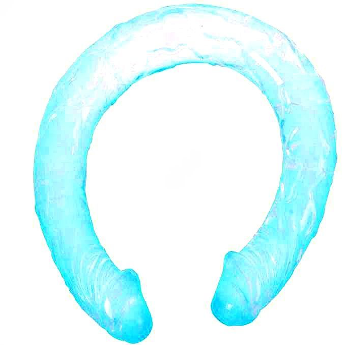 Doble consolador azul de 44.5 cm de la marca BAILE ANAL, con textura y diseño realista para placer íntimo.