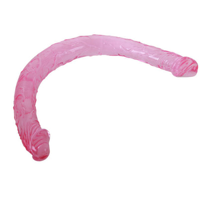 Doble consolador lila de 44.5 cm de la marca BAILE ANAL, con detalles realistas y textura suave para uso íntimo.