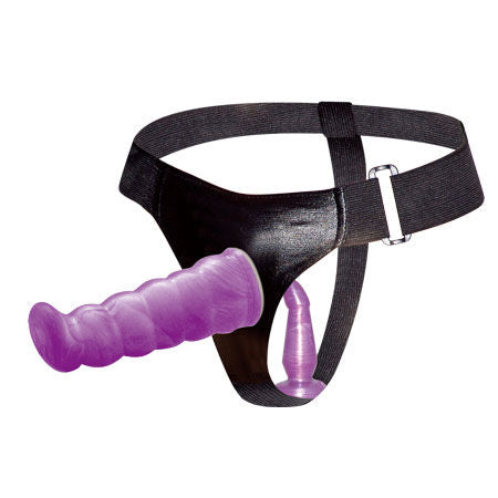 Arnés anal y vaginal femenino BAILE en color lila con puntos, de 17 cm, diseñado para placer y comodidad.