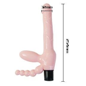 BAILE TPR arnés sin cuerda de 25.4 cm con vibración y estimulación anal, mostrando diseño ergonómico y texturas.