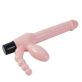 BAILE TPR no-cord harness with vibration and anal stimulation, measuring 25.4 cm, showcased on a neutral background.