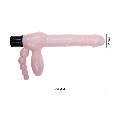 BAILE TPR arnés sin cuerda de 25.4 cm con vibración y estimulación anal, mostrando su diseño y características.