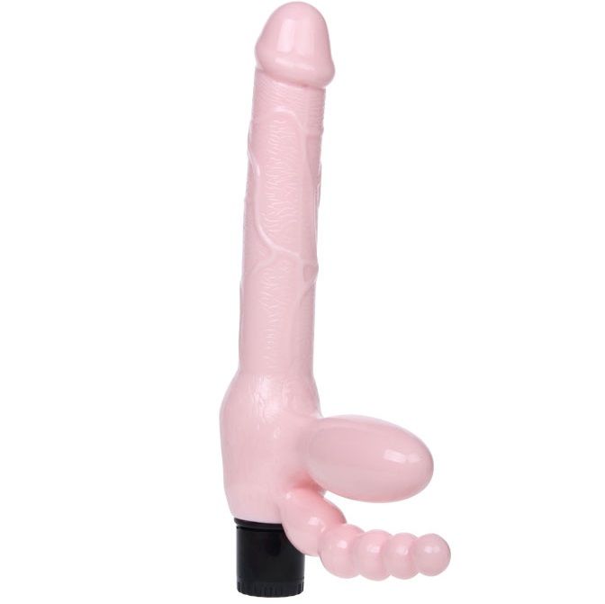 BAILE TPR harness with vibration and anal stimulation, 25.4 cm long, featuring a sleek design for enhanced pleasure.