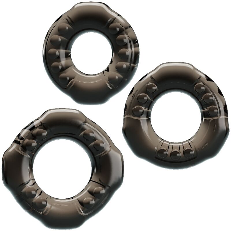 Conjunto de 3 anillos para pene de la marca BAILE, accesorios de silicona para estimulación y firmeza.