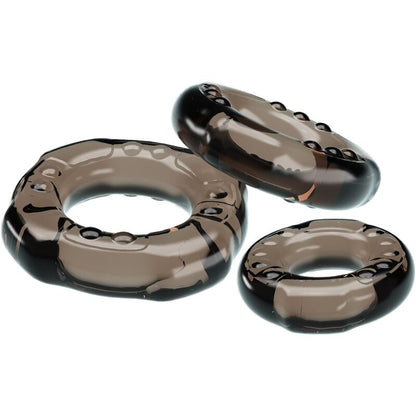 Set de 3 anillos para pene BAILE Yvonne, anillos de silicona para mejorar la erección y la sensibilidad masculina.